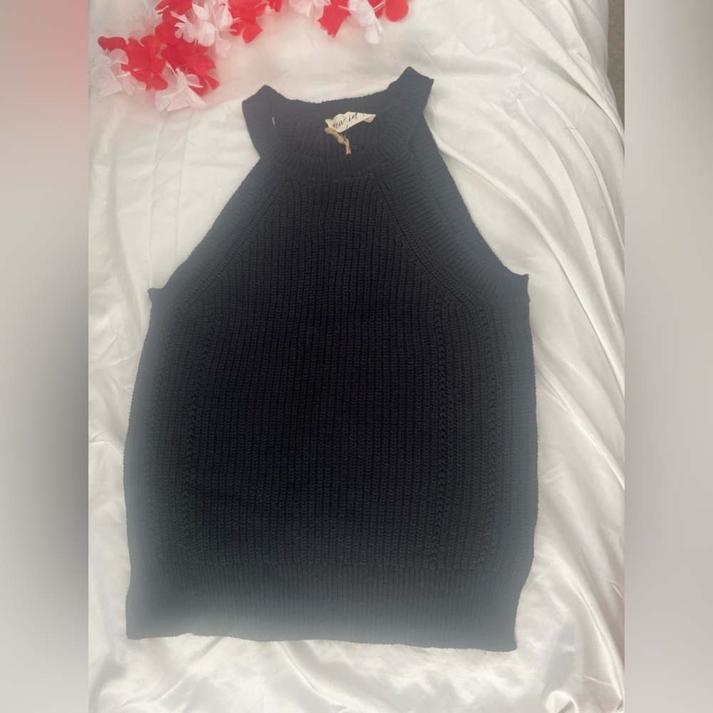 NEW Black High Neck Crochet tank